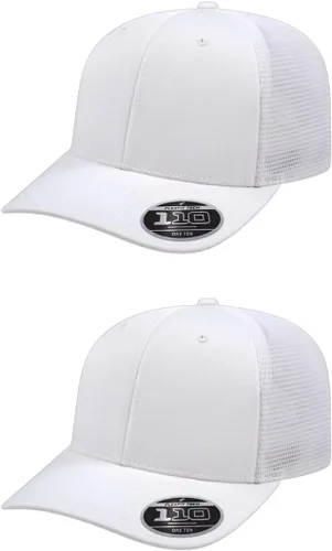 Vista 76 de Cap America i8502 Flexfit 110 Premium - Gorra de camionero de perfil medio con 6 paneles de malla trasera con protección UV y cierre ajustable