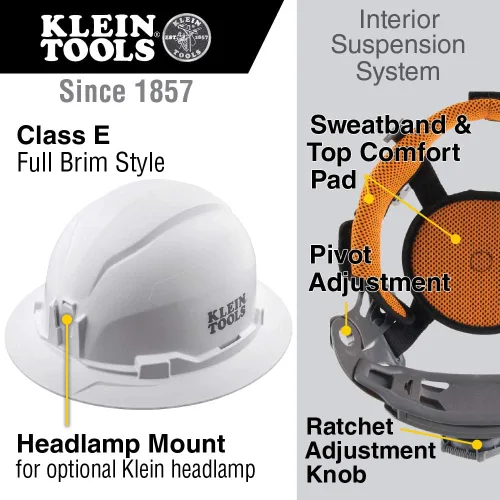 Vista 2 de Klein Tools Sombrero duro, estilo de ala completa sin ventilación, acolchado, auto-absorbente y resistente al olor