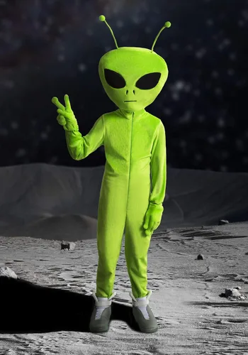 Vista 4 de Disfraz de alienígena de gran tamaño para niños Negro BlackLime