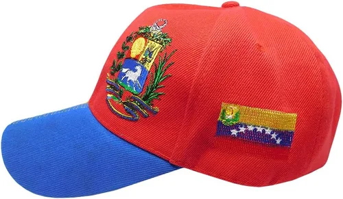 Vista 5 de Venezuela 7 Estrellas Rojo Royal Blue Crest Patch En El Lado Derecho Costura Oro 100% Acrílico Ajustable Bordado Sombrero, Multi
