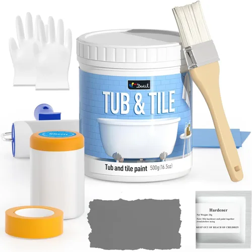 Vista 8 de DWIL Pintura para Azulejos, Kit de Renovación de Bañera y Azulejos con Herramientas, Pintura para Bañera a Base de Agua y Bajo Olor, Fácil de Usar