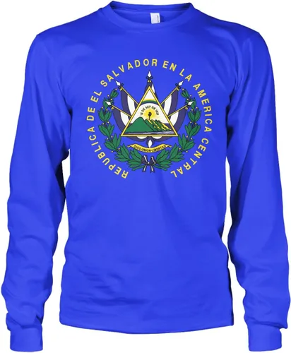 Vista 4 de Cybertela Camiseta de manga larga con escudo de armas de El Salvador para hombre Negro
