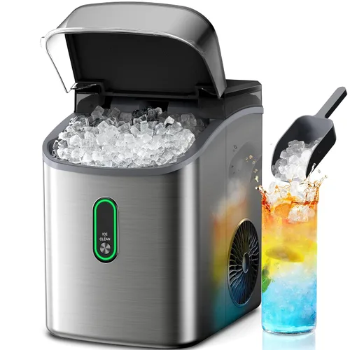 Vista 11 de Máquinas de Hielo de Encimera Silonn, 9 Cubos Listos en 6 Minutos, 26 libras en 24 Horas, Máquina de Hielo Autolimpiante con Pala para Hielo
