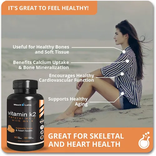 Vista 2 de Suplementos de vitamina K2 – Vitamina K2 de espectro completo MK7, MK4 y calcio – Vitamina K de alta resistencia funciona con vitamina D3 K2 5000 UI
