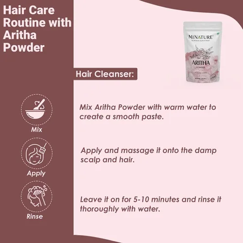 Vista 5 de mi nature Aritha (Sapindus Laurifolia) Polvo de nuez de jabón - Acondicionador orgánico para cabello sedoso certificado por USDA NOP para cabello