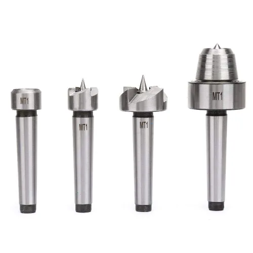 Vista 6 de 4pcs MT1 Torno de madera Live Center Drive Spur Cup Herramientas de torneado para carpintería con caja de madera (MT1)
