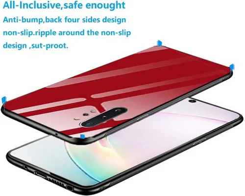 Vista 4 de Fundas diseñadas para Samsung Note 10 Plus con parte trasera de calidad de vidrio templado+carcasa híbrida de TPU marco, cubiertas delgadas
