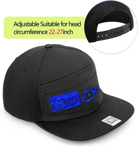 Vista 4 de Sombrero LED animado Bluetooth personalizado texto animación graffiti tapas LED programables para hip hop baile calle fiesta bar regalos
