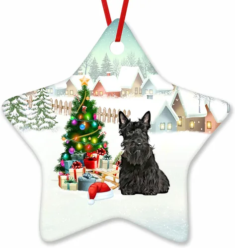 Vista 22 de Prezzy Airedale Terrier - Adorno para decoración de árbol de Navidad, regalos lindos para amantes de los perros, para familiares y amigos, nuevo