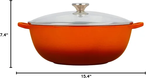 Vista 7 de Le Creuset Horno de chef de hierro fundido esmaltado con tapa de vidrio, 7.5 cuartos de galón., Llama