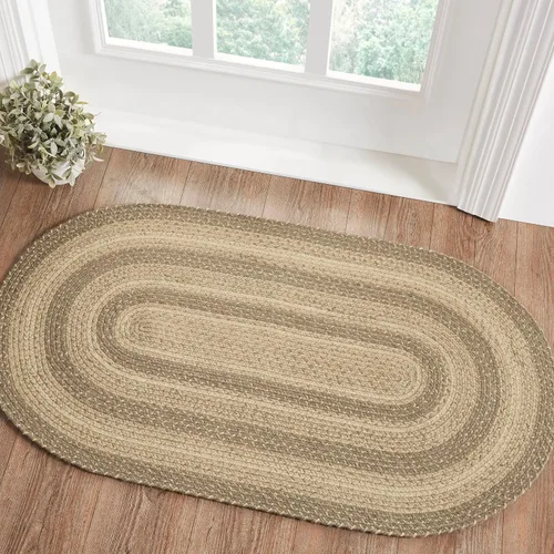 Vista 6 de VHC Brands Alfombra de adoquines, mezcla de yute, medio círculo, gris tostado, blanco, 16.5 x 33 pulgadas