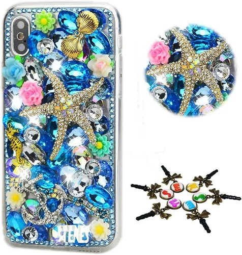 Vista 16 de Sparkle Case compatible con Samsung Galaxy Z Flip 2 5G - Elegante - Funda 3D hecha a mano con corona de flores y luna con diamantes de imitación