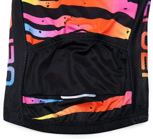 Vista 101 de Camiseta de ciclismo para mujer, manga corta y pantalones cortos de ciclismo acolchados para verano