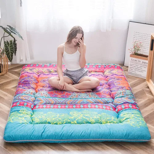 Vista 37 de MAXYOYO Colchón Japonés de Suelo Futón Colchón, Tapete de Tatami Engrosado de 4", Almohadilla para Dormir Plegable Enrollable para Niños y Niñas