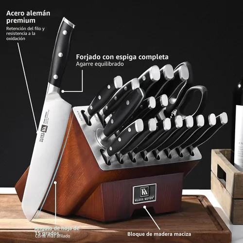 Vista 4 de Stahl Juego de Bloques de Cuchillos de Acero Alemán Exclusivo de Alto Carbono de 19 Piezas (Negro) Premium Knife Set, Long-Lasting Sharpness