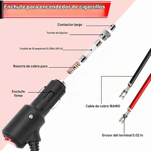 Vista 2 de BFXM Enchufe de encendedor de cigarrillos de 12 V con interruptor de encendido y apagado, adaptador de enchufe macho de repuesto automotriz de 16