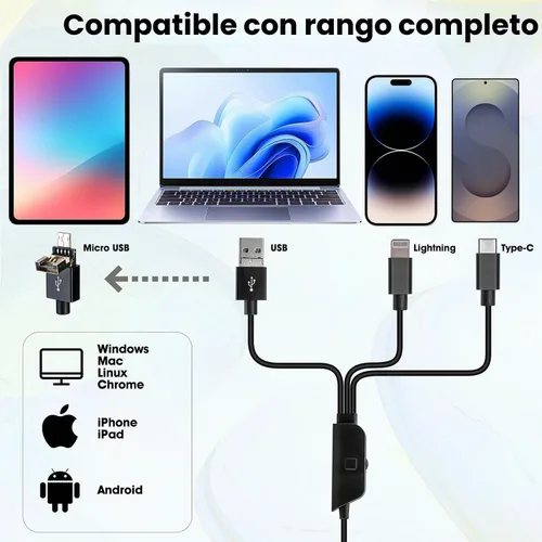 Vista 2 de Microscopio Digital USB Full HD 1080P para iPhone iPad Android PC, Microscopio Portátil de Mano de Alta Definición 50-1000X con Luz para Monedas
