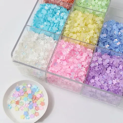 Vista 2 de 50 piezas de encantos de uñas con estrellas y gemas, diamantes de imitación de estrellas para uñas, encantos de uñas con estrellas, encantos