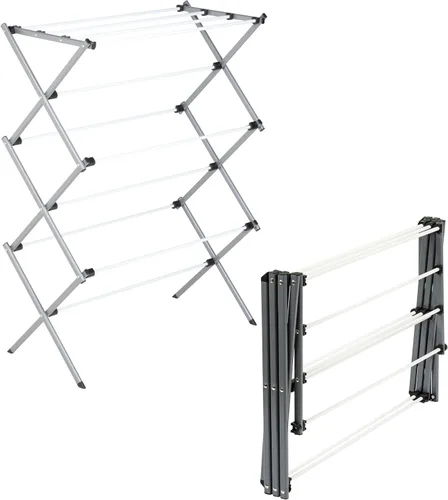 Vista 9 de Honey-Can-Do Estante de secado de ropa plegable, acero resistente, estante de secado de ropa plegable y portátil, diseño que ahorra espacio, secado