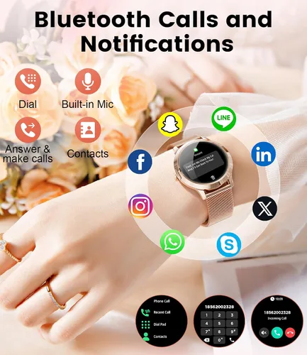 Vista 3 de DREMAC Smart Watch(Make Call/Thin),1.32'' Amoled Curved Display for Android iPhone,Smart Watches for Women with Heart Rate Monitor,Sleep