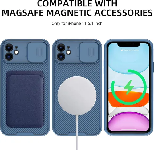 Vista 3 de Funda magnética diseñada para iPhone 11, [protección de grado militar y compatible con MagSafe], funda para iPhone 11 con funda para cámara, funda