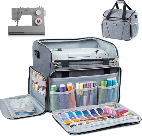 Vista 8 de BAGSFY Estuche grande para transportar máquina de coser, bolsa para máquina de coser, bolsa de viaje compatible con Brother, Singer, Bernina