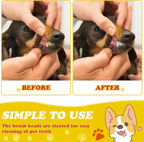 Vista 6 de Nuogo - 200 cepillos de dientes para perros, mango largo de doble cabeza, 8 colores, gatos y perros Bulk 200 Pack, fits large and small breeds