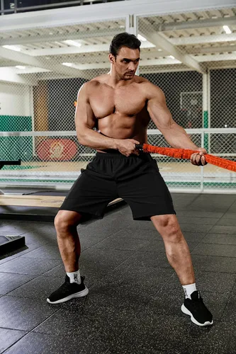Vista 2 de COOFANDY Pantalones cortos de entrenamiento de gimnasio para hombre de 7 pulgadas, paquete de 2 pantalones cortos deportivos de secado rápido