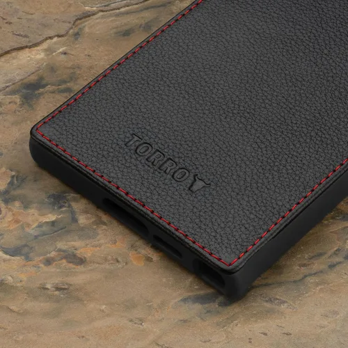 Vista 6 de TORRO Funda compatible con Samsung Galaxy S24 Ultra 5G – Funda de cuero de primera calidad (negro)
