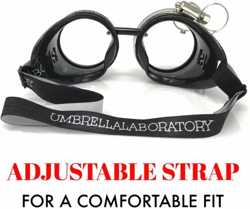 Vista 2 de UMBRELLALABORATORY Gafas de estilo victoriano Steampunk con diseño de brújula y lupa ocular, gafas para rave
