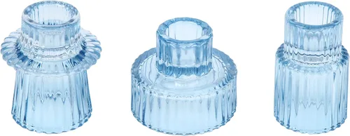 Vista 10 de Vixdonos Portavelas de cristal cónico para centros de mesa, decoración de boda y cena (3 piezas, ámbar)