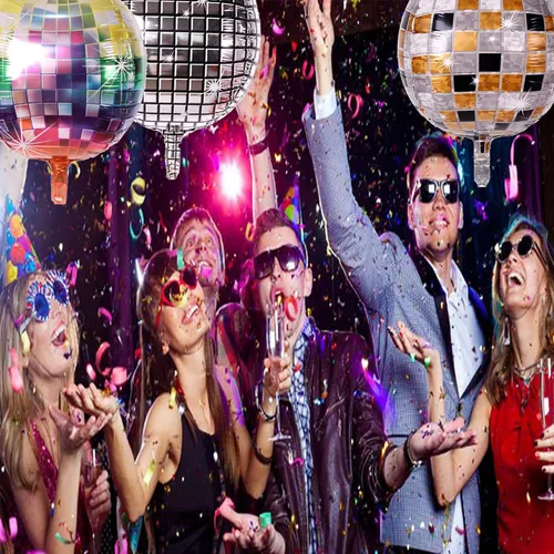 Vista 7 de 10 globos de arco iris para patinar, globos de papel de aluminio redondos de 22 pulgadas, globos de aluminio de disco láser 4D, globos de aluminio