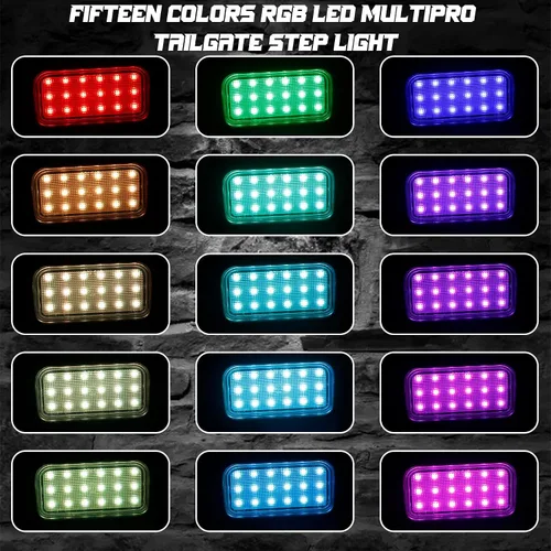 Vista 6 de Multipro Kit de Luz LED Flexible RGB Multicolor para Escalón de Compuerta Trasera y Plataforma de Camioneta Compatible con GMC Sierra 1500 2500 3500