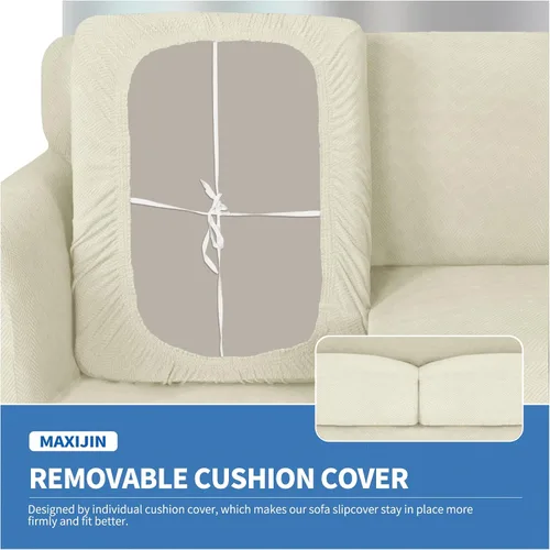 Vista 5 de MAXIJIN 2 piezas de fundas para silla con brazos, funda para silla de sofá para sala de estar, funda elástica para perros para una silla con 1 cojín
