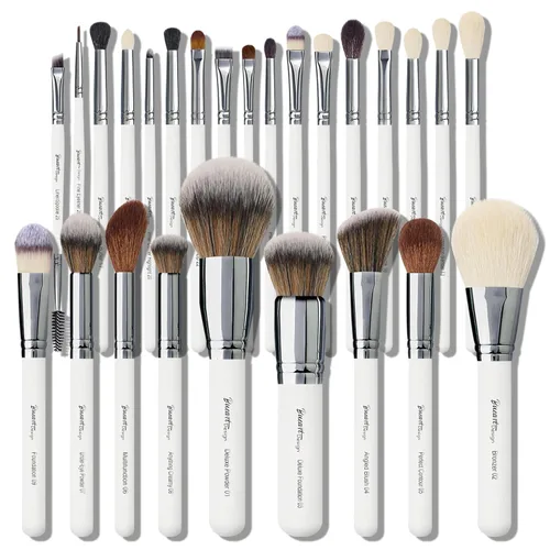 Vista 11 de BUEART DESIGN - Juego de 42 brochas de maquillaje con pelo de cabra natural real (42 piezas, negro perla mate)