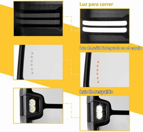 Vista 8 de Sanooer Espejos de remolque pintados en negro Compatibles con Chevy Silverado GMC Sierra 2014-2018 con luz de giro dinámica Switchback, luces