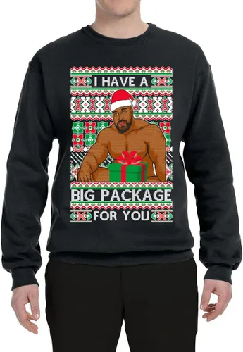 Vista 3 de I have a Big Package Meme Barry Wood - Suéter de Navidad feo unisex con cuello redondo