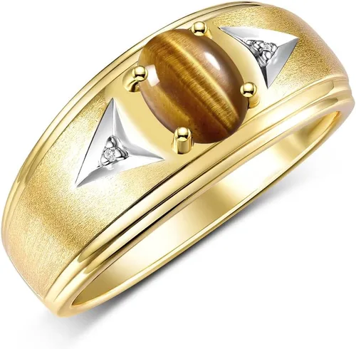 Vista 3 de Rylos Anillos para hombre, diseño clásico, anillo ovalado de piedras preciosas y diamantes brillantes de 0.315 x 0.236 in. Anillos de piedra natal