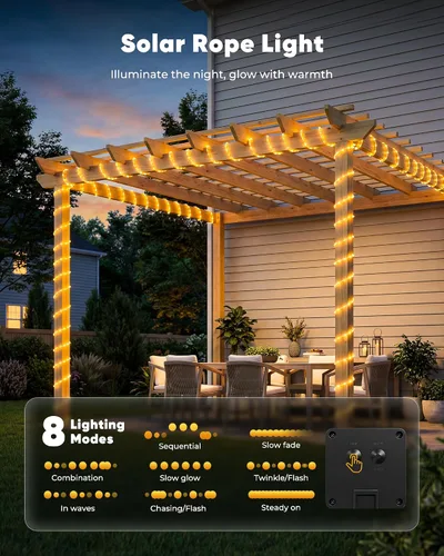 Vista 4 de Brightown Cuerda solar de 39 pies 100LED luces impermeables al aire libre