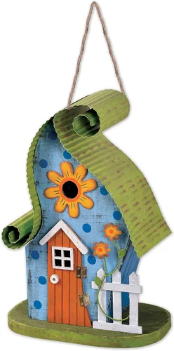 Vista 5 de Sunset Vista Designs 93635 Gnomo Collection Birdhouse, rosa intenso y verde Rosa Hot & Verde