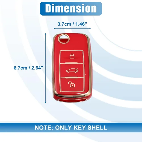 Vista 5 de X AUTOHAUX Funda de silicona para llavero inteligente Volkswagen Tiguan 2010-2017, protector sin llave, color rojo