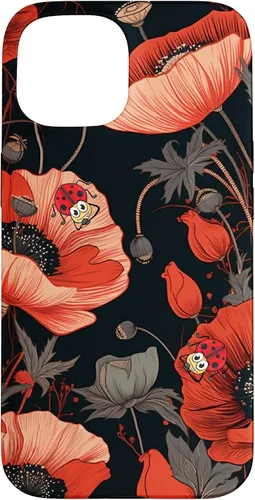 Vista 6 de Poppy Flower Ladybug Red & Black Pattern Case for iPhone 17