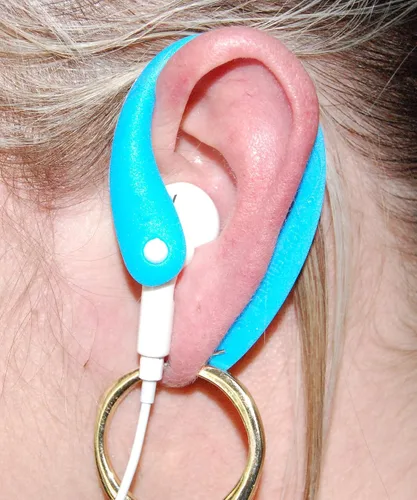 Vista 5 de Flex - Compatible con tus auriculares con cable Apple iPhone Se fija a tus auriculares con cable para modelos de iPhone (azul)