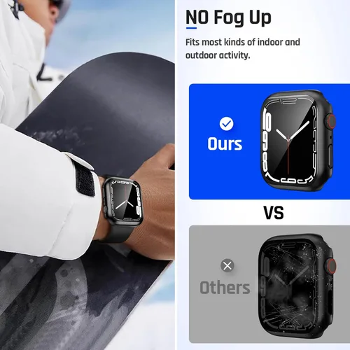 Vista 4 de Goton - Funda impermeable para Apple Watch 38 mm Series 3 2 1, protector de pantalla de vidrio templado, protección completa de policarbonato duro