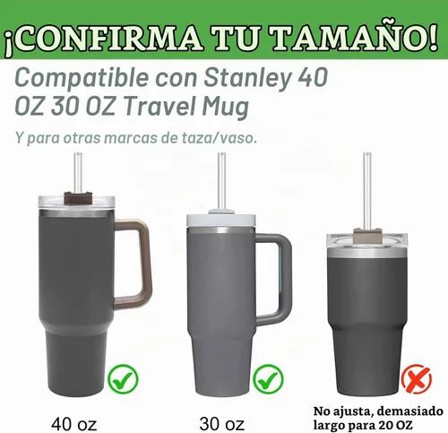 Vista 4 de Popote de Repuesto Compatible con Vasos Stanley de 40 oz, 4 Piezas Popotes Reutilizables con Cepillo de Limpieza, Popote Largo de Vidrio para Azul
