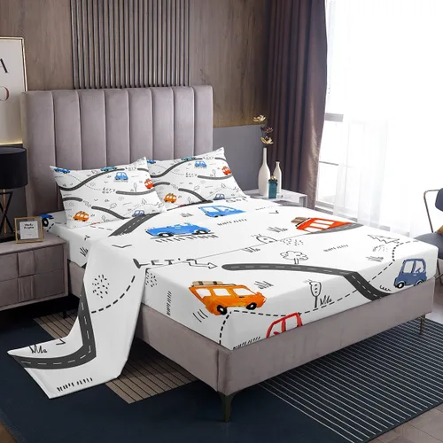Vista 26 de Feelyou Cat Bed Sheets Set Twin Size Halloween Themed Bed Set Trick or Treat Deep Pocket Fitted Sheet Scaredy Cat Breathable Soft Lightweight