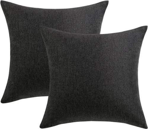 Vista 6 de Juego de 2 fundas de almohada impermeables para exteriores, fundas de almohada decorativas de lino para granja, fundas de cojín sólidas para patio