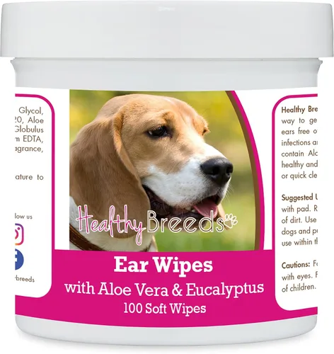 Vista 152 de Healthy Breeds Affenpinscher Toallitas de limpieza de oídos con aloe y eucalipto para perros, 100
