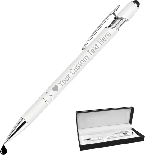 Vista 112 de STREADVE Bolígrafos personalizados personalizados con nombre grabado, logotipo, texto, bolígrafos de escritura suave, regalo personalizado para Negro