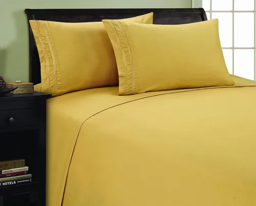 Vista 12 de Elegant Comfort 1800 Premier Chain Design - Juego de sábanas de 4 piezas, lujoso, sedoso, suave, resistente a las arrugas y a la decoloración